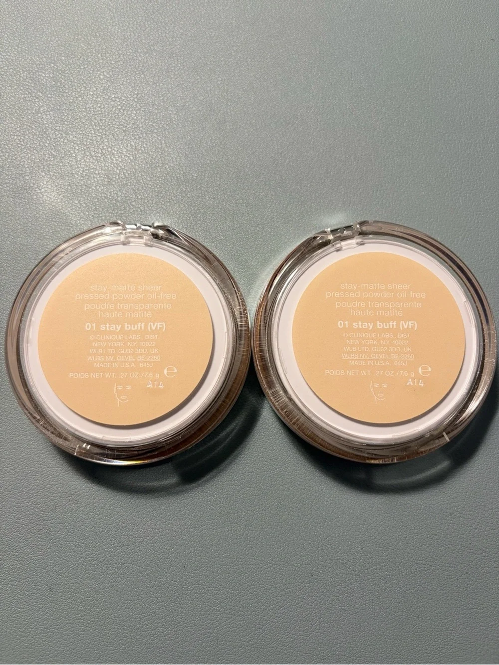 Clinique Stay-Matte Sheer Pressed Powder Oil Free 01 Stay Buff (VF) Lot of 2